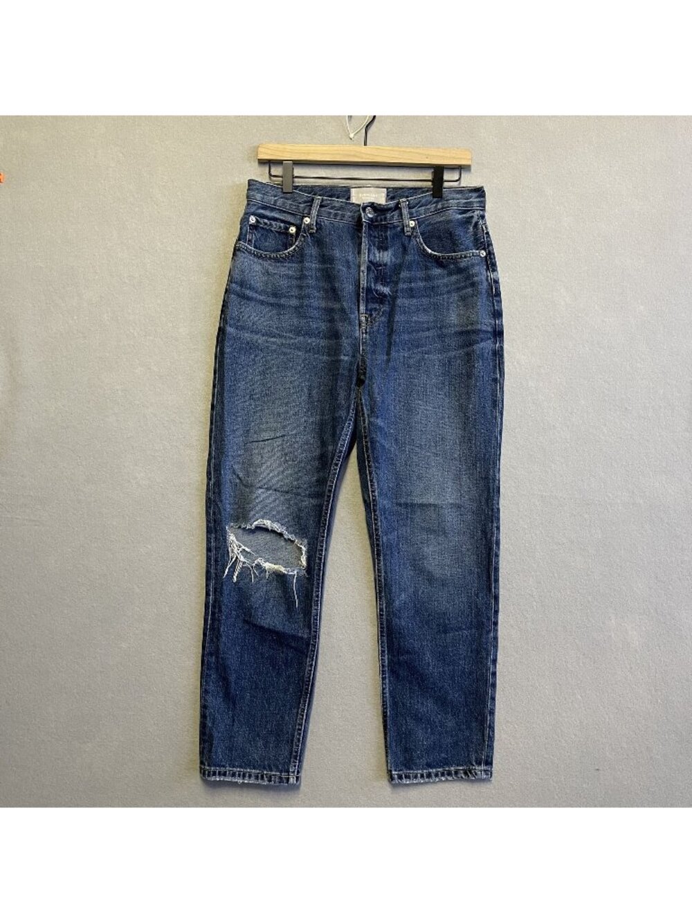 Everlane The Cheeky Jean Womens High-Rise Crop Distressed Denim Jeans 29 Blue